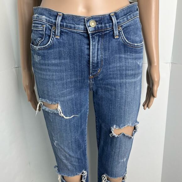 AGOLDE Women's Sophie High Rise Stretch Distressed Ripped Skinny Jeans - Picture 5 of 12